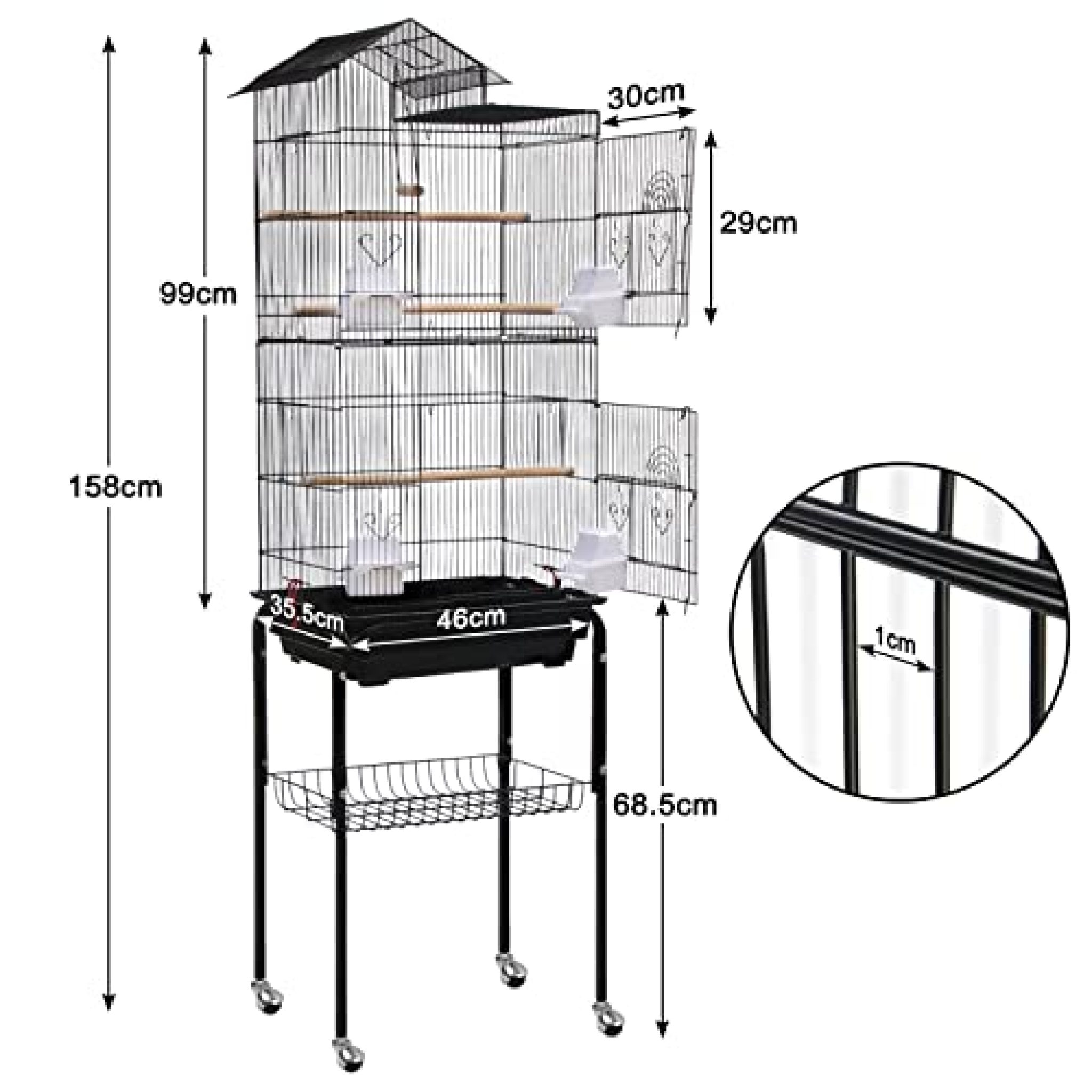 XMTECH Vogelkäfig Vogelvoliere Groß Papageienkäfig Kanarienvögelkäfig