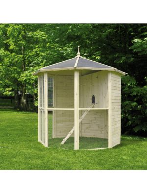 8-Eck Voliere mit Vogelkäfig