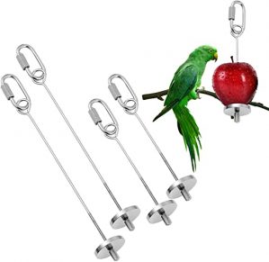 Edelstahl Papageien Spieß 4 Stück, Vogel Lebensmittelhalter, Vogel Obst Halter, Vogel Futternapf, Futtersuche Spielzeug, Fruchthalter Vögel für…