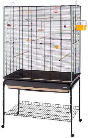 Ferplast 52066817 Vogelheim für Kanarienvögel, Sittiche und Exoten Planeta, Maße: 97 x 58 x 173,5 cm, schwarz