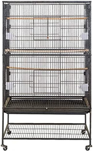 Froadp Vogelvoliere Vogelkäfig Voliere groß Vogelhaus mit Rollen für Nymphensittiche Papageien(79×51.8x132cm)