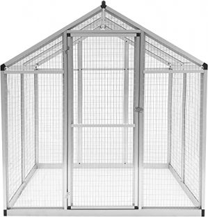 Gegaden extra groß multifunktionale Vogelvoliere, Vogelkäfig mit Dach, Stahldrahtrahmen, DIY-Tierhaus für Vögel Hundehütte