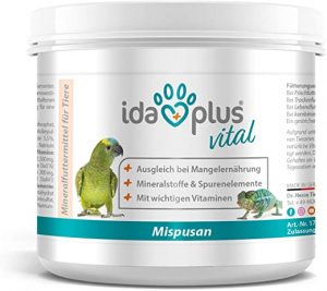 Ida Plus – Mispusan Pulver 200 g – Mineralfuttermittel mit Vitamin D3, Calcium & Spurenelementen für Amphibien, Reptilien & Vögel – Wellensittich,…