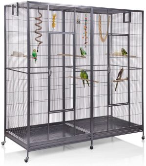 Montana Cages ® | Doppelvoliere, Vogelvoliere XXL Sydney für Wellensittiche, Finken, Kanarien, Nymphensittiche