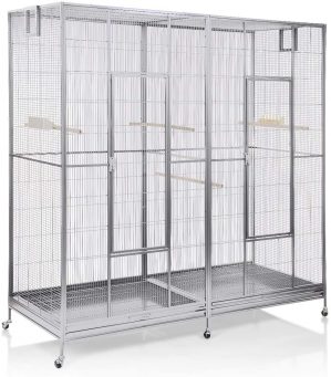 Montana Cages ® | Doppelvoliere, Vogelvoliere XXL Sydney Platinum für Wellensittiche, Finken, Kanarien, Nymphensittiche
