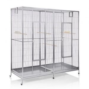 Montana Cages Vogelkäfig »Sydney II – Platinum«, Doppelvoliere, Vogelvoliere XXL Sydney Platinum für Wellensittiche, Finken, Kanarien, Nymphensittiche