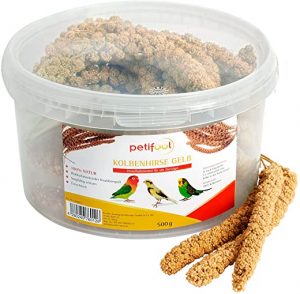 petifool Kolbenhirse gelb 500g – Einzelfuttermittel für alle Ziervögel – Vogelfutter – 100% Natur