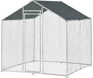 pro.tec Freilaufgehege Freigehege 2x2x2m Tierlaufstall mit Sonnenschutz Kleintierstall Hühnerstall Hühnerkäfig Voliere
