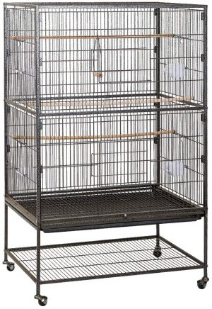 UISEBRT Vogelhaus Vogelvoliere Vogelkäfig mit Rollen Metall Voliere für Papageien, Nymphensittiche, Tauben ( 79×51.8x132cm )