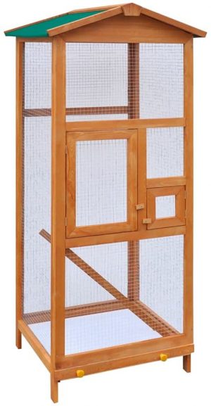 vidaXL Holz Vogelkäfig 65x63x165cm Vogelvoliere Vogelhaus Tierkäfig Papagei