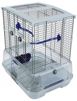 Vogelkäfig, BxHxT: 45,7 x 50,8 x 35,6 cm, weiss/blau