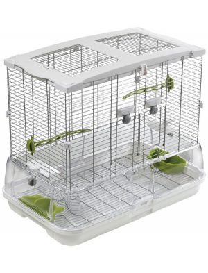 Vogelkäfig, BxHxT: 60,9 x 52 x 38,1 cm, weiss/grün