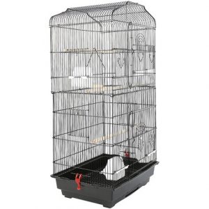 Vogelkäfig Vogelvoliere Wellensittichkäfig Käfig Vogelbauer Voliere Vogelhaus Schwarz 46*36*92cm – Schwarz
