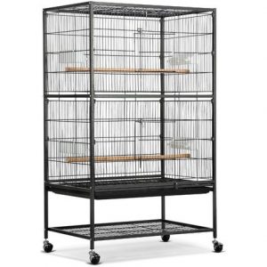 Vogelvoliere Große NagerKäfig Vogelkäfig mit 4 Rollen Vogelbauer für Wellensittiche Kanarien und Papageien, 52 x 79 x 131cm