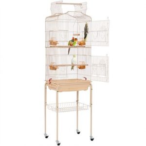 Vogelvoliere Vogelkäfig für Kanarienvögel Vogelhaus mit Freisitz und Ständer 92 cm hoch