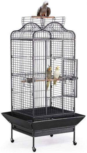 Yaheetech Käfig Vogelvoliere Vogelkäfig Vogelhaus Tierkäfig mit Rollen 81 x 77x 160 cm