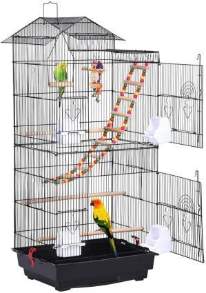 Yaheetech Vogelkäfig mit Vogelspielzeuge Käfigspielzeug Wellensittichkäfig Nymphensittiche Fink-Papageien-Käfig mit Vogeltreppe