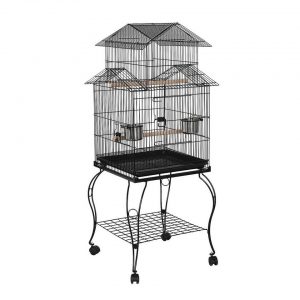 Yaheetech Vogelkäfig, Sittichkäfig mit Ständer Vogelvoliere 59 x 59 x 139,5 cm Käfig Vogelhaus