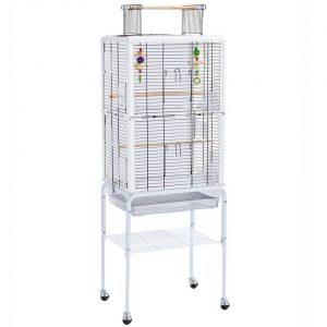 Yaheetech Vogelkäfig, Transparenter Vogelvolieren mit Ständer für kleine Vögel/Sittiche/Wellensittiche rollender Vogelkäfig mit Spielzeug und…