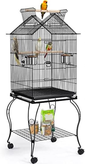 Yaheetech Vogelkäfig Wellensittlichkäfig mit Ständer Vogelvoliere Käfig Vogelhaus 145 cm hoch