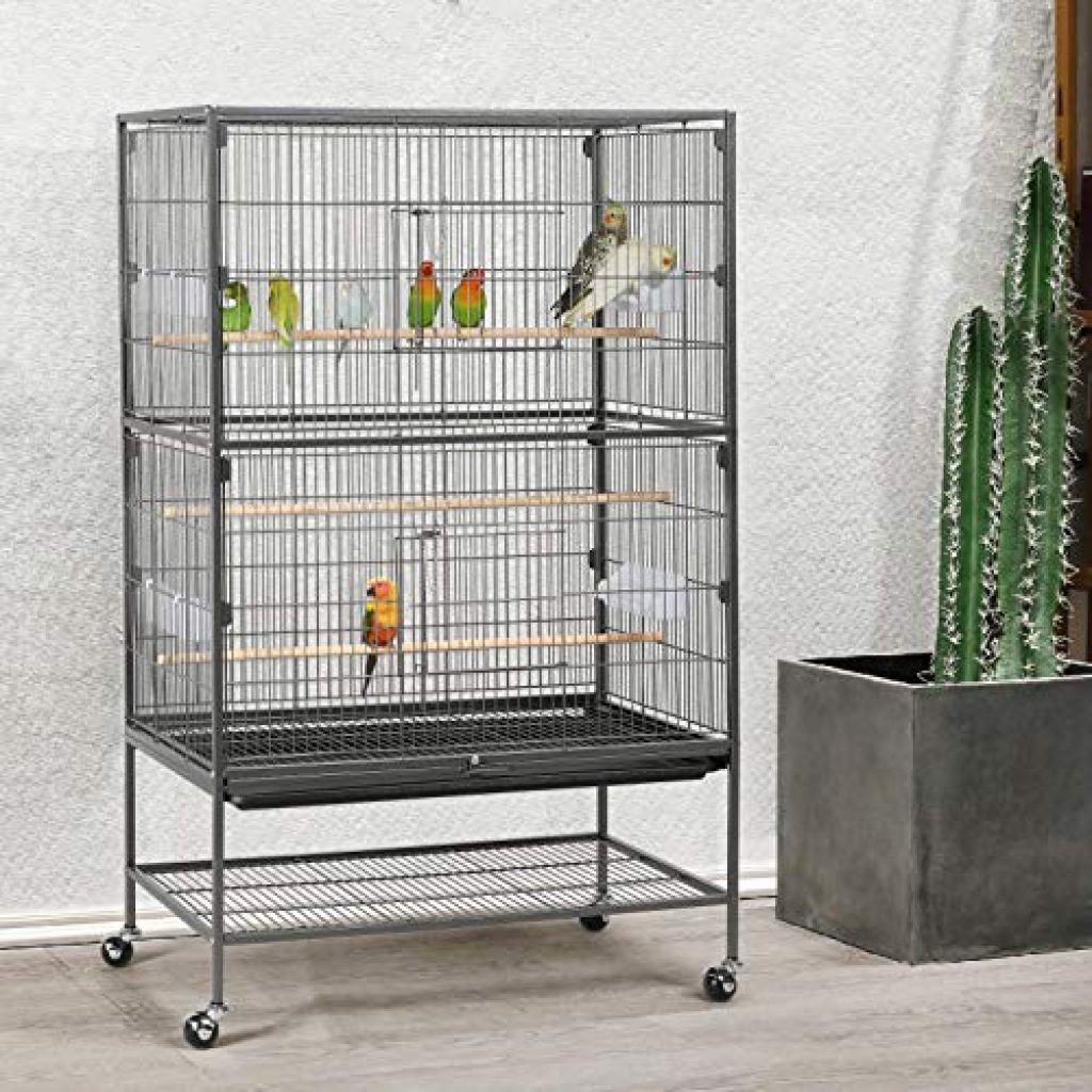 Extra Großer Vogelkäfig Aus Metall Für Papageien, Sittiche & Kleintiere – Weiß, 4 Etagen
