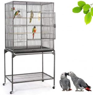 Yaheetech Vogelvoliere Vogelkäfig mit Tür Vogelhaus Vogelbauer mit 4 Rollen 47 x 81 x 160 cm