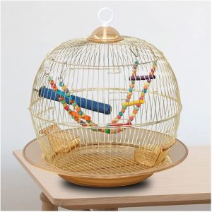 zenglingliang Vogelkäfig Borgerigar Käfig Metall Runder Vogelkäfig Ornamentalkäfig Eisenkunst Galvanisieren Der Goldzuchtvogelkäfig kann tragbar…