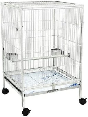 zenglingliang Vogelkäfig Flat-Top-Papagei-Käfig Großer Vogelkäfig Edelstahl Papageikage Myna Finch Zuchtkasten Vogel Geeignet für kleine und…