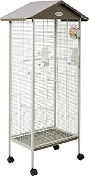 Zolux Jeanne Voliere für Innen- und Außenbereich, für exotische Vögel, Crochus, 78 x 48 x 156 cm, Taupe