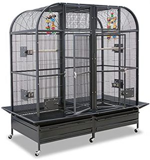 Montana Cages ® | Voliere XXL, Käfig XXL, Sittichkäfig XXL Palace II in Hammerschlag mit Trennwand