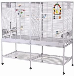 Montana Cages ® | Zimmervoliere mit waagerechter Verdrahtung u. Anflugklappe Käfig, Vogelkäfig New Madeira Double – Platinum