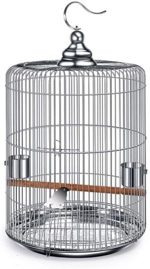NYKK Einlagen für Vogelkäfige Edelstahl Vogelkäfig groß mit Metallhaken kann in den Outdoor Bird Villa Runde Vogelkäfig 6 Größen Optionen…