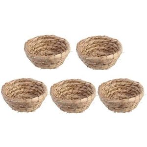 5 Stück natürliches gewebtes Vogelgrasnest, handgefertigtes Strohbetthaus, Sittich-Vogelkäfig-Zubehör, 10cm