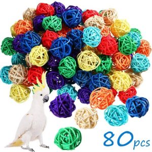 80 Stück Vogelspielzeug Rattankugeln Papagei Haustier Kauen Weidenspielzeug Kleintiere Käfigzubehör für Sittich Wellensittich Kakadu Hochzeit…