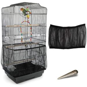 Abdeckung für Vogelkäfig Netzabdeckung Schutzkäfig Vögel Sittiche Kanariensamenfänger Schwarz Größe100x40cm