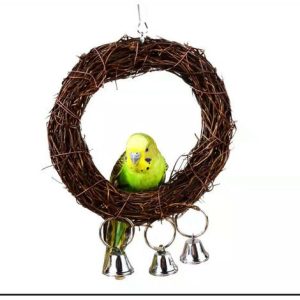 Hängende Vögel Schaukel mit Vögeln Rattan Ball Umarmungsring Spielzeug Rattan Hängende Schaukel Papagei Schredder Spielzeug Gießen Afrikanischer…
