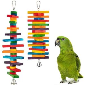 Hängender Papagei Holzkauspielzeug Vögel Käfig Biss Zubehör Schaukel Geeignet für Papageien, Sittiche, Aras, Graupapageien, Holzblock