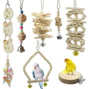 Lot von 8 Kauspielzeug für Vögel, Vogelspielzeug Papageien, Sittiche, Sittiche, Aras