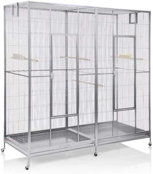 Montana Cages ® | Doppelvoliere, Vogelvoliere XXL Sydney Platinum für Wellensittiche, Finken, Kanarien, Nymphensittiche