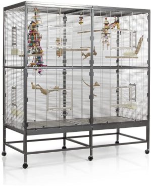 Montana Cages ® | Vogelvoliere Paradiso 150 | Antik-Platinum | Voliere für Wellensittiche, Nymphensittiche & Co.