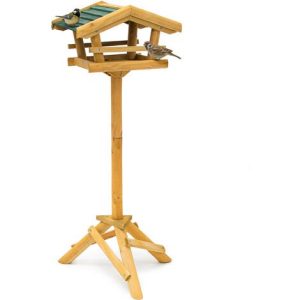 Relaxdays Vogelhaus mit Ständer HBT 100 x 37 x 43 cm Vogelhäuschen aus Holz als Vogelfutterhaus für Zaunkönig und Eichelhäher schicke…