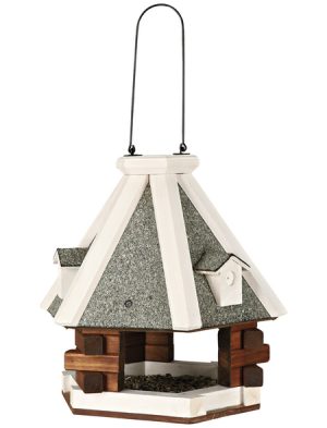 Vogelfutterhaus, BxHxT: 36 x 35 x 36 cm, weiß/braun