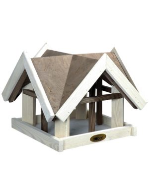 Vogelfutterhaus, für Vögel, Kiefernholz, weiß/braun