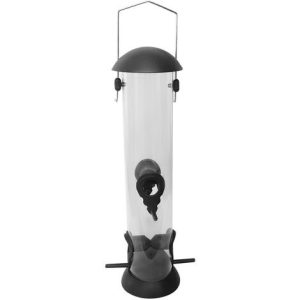 Vogelhauschen Hangendes Vogelhauschen Rohr Hangendes Futterhauschen mit 4 Futterungsoffnungen zum Anlocken von Vogeln Gartendekoration – Transparent