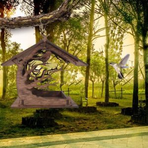 Vogelhauschen Haus Hangendes Vogelhauschen fur Au?engarten Hof Holzmaterial DIY Manuelle Installation – Modell: Braun