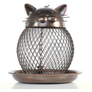 Vogelhäuschen in Katzenform | Vogelfutterspender | Vintage Gartendekoration | Außendekoration | Weglaufen