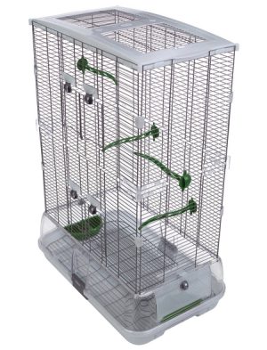 Vogelkäfig, BxHxT: 60,9 x 87,6 x 38,1 cm, weiß/grün