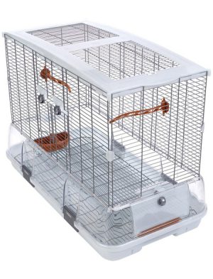 Vogelkäfig, BxHxT: 74,9 x 54,6 x 38,1 cm, weiß/orange