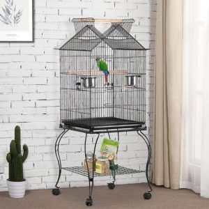 Vogelkäfig Vogelkäfig Wellensittich Vogelhaus mit Ständer Drehbare Wellensittichvogelkäfig kanarienvögelkäfig 59X59X145cm