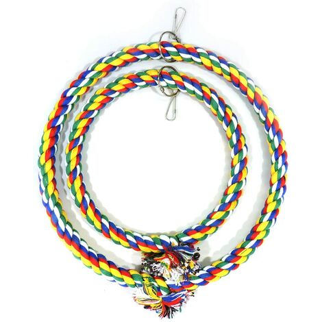 Vogelschaukel, Baumwollschaukel im Käfig hängend, Bissfestes Spielzeug, Spielzeug für Papagei, Spatz und Kleinsittich gegen Langeweile (25cm) – Bild 3